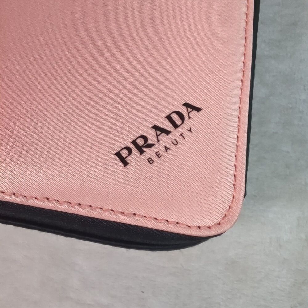 PRADA PARADOXE BEAUTY Makeup Bag Pouch Pink Black Triangle Travel Cosmetic Case - Picture 4 of 9